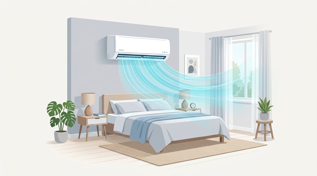 Climatisation monosplit : une unité murale dans une chambre moderne